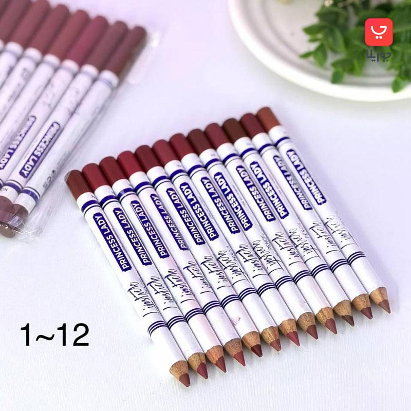 پک 12 عددی رژ لب مدادی پرنسس لیدی حاوی ویتامین و روغن آرگان